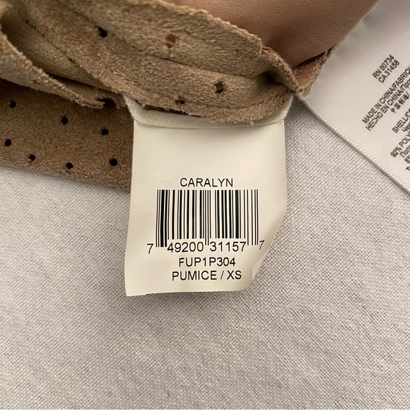 BCBGMaxAzria "Faux" Suede Caralyn Laser Cut Drape Back Tank Top, Size XS - Picture 13 of 14